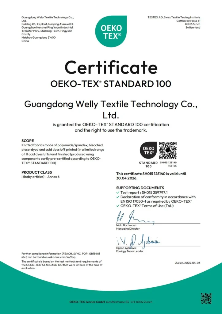 oeko tex certificates